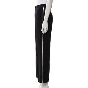 EUC Escada Black Virgin 100% Wool Side Stripe Trousers EU 34 Straight Leg Pants